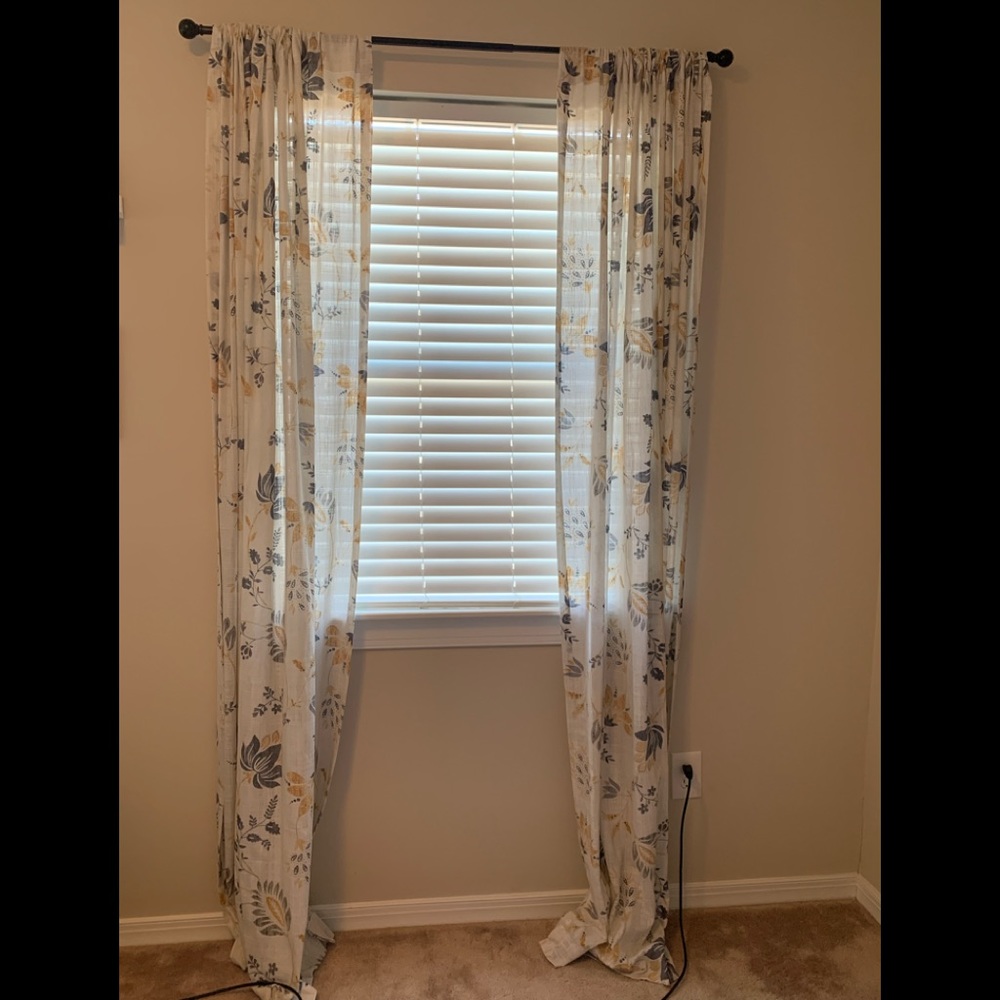 4 panels total blue yellow and cream curtains 84inches long